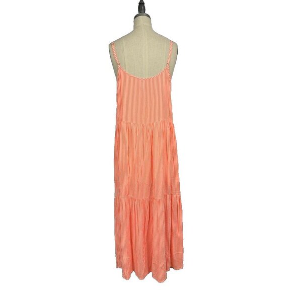 Mary Jo Swim Isaura Spritz Dress Orange Stripe Size M Boho Beach Coastal Tiered - Picture 4 of 13